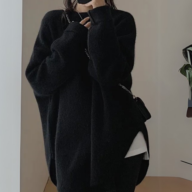 Comfortable Knitted Women's Sweater - Noor-Black-State of Style