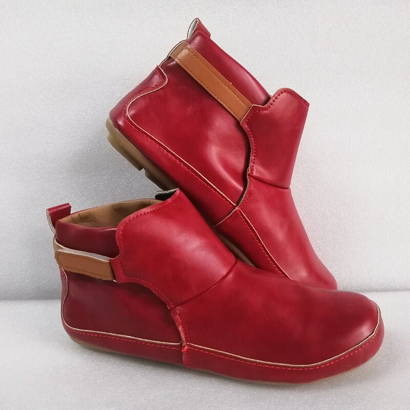Comfortable Ladies Ankle Boots - ErgoFit-Red-3.5-State of Style