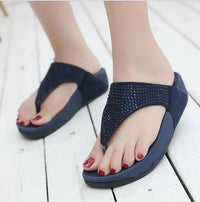 Comfortable ladies' platform slippers with rhinestones – Geneva-Dark blue-3.5-State of Style