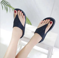 Comfortable ladies' platform slippers with rhinestones – Geneva-Dark blue-3.5-State of Style