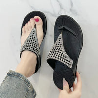 Comfortable ladies' platform slippers with rhinestones – Geneva-Dark blue-3.5-State of Style
