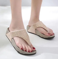 Comfortable ladies' platform slippers with rhinestones – Geneva-Dark blue-3.5-State of Style