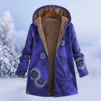 Comfortable Ladies Winter Coat with Floral Print - Ivy-Blue-S-State of Style