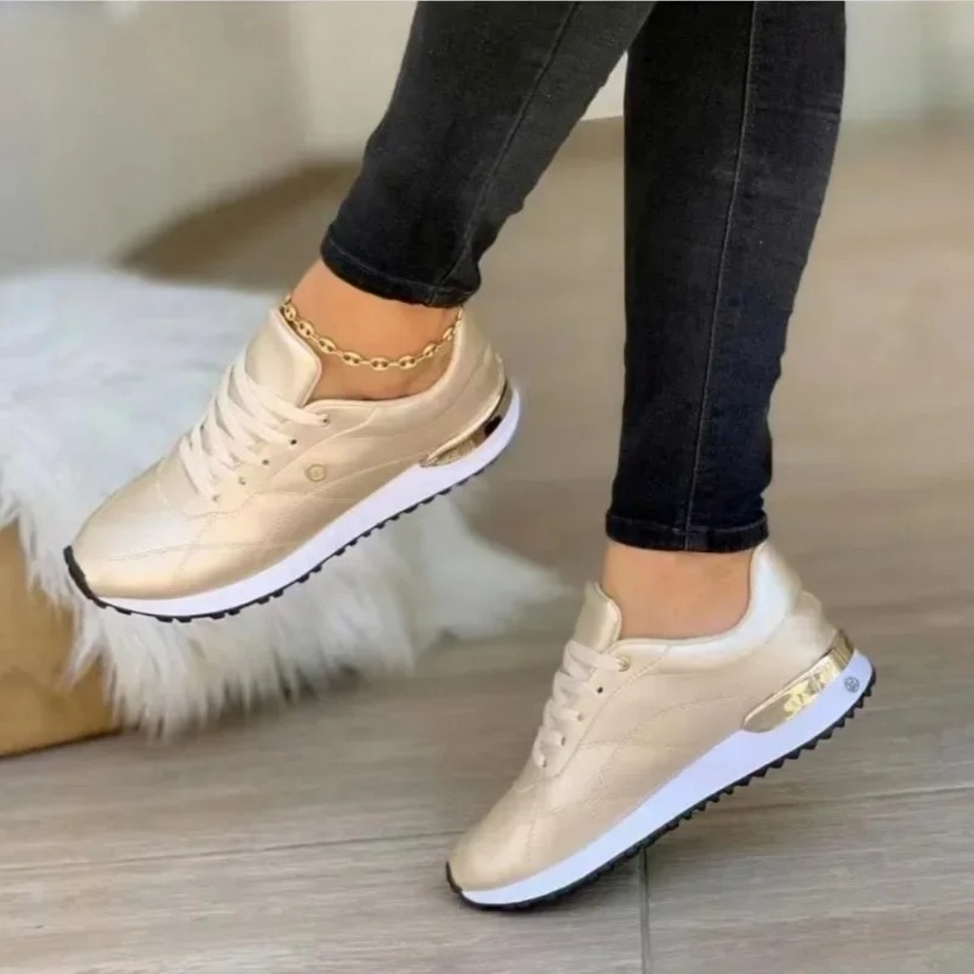 Comfortable Leather Women's Sneakers - Celia-Brown-5-State of Style
