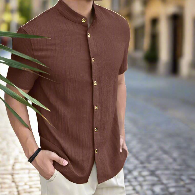 Comfortable Linen Men's Shirt – Sandro-Brown-S-State of Style