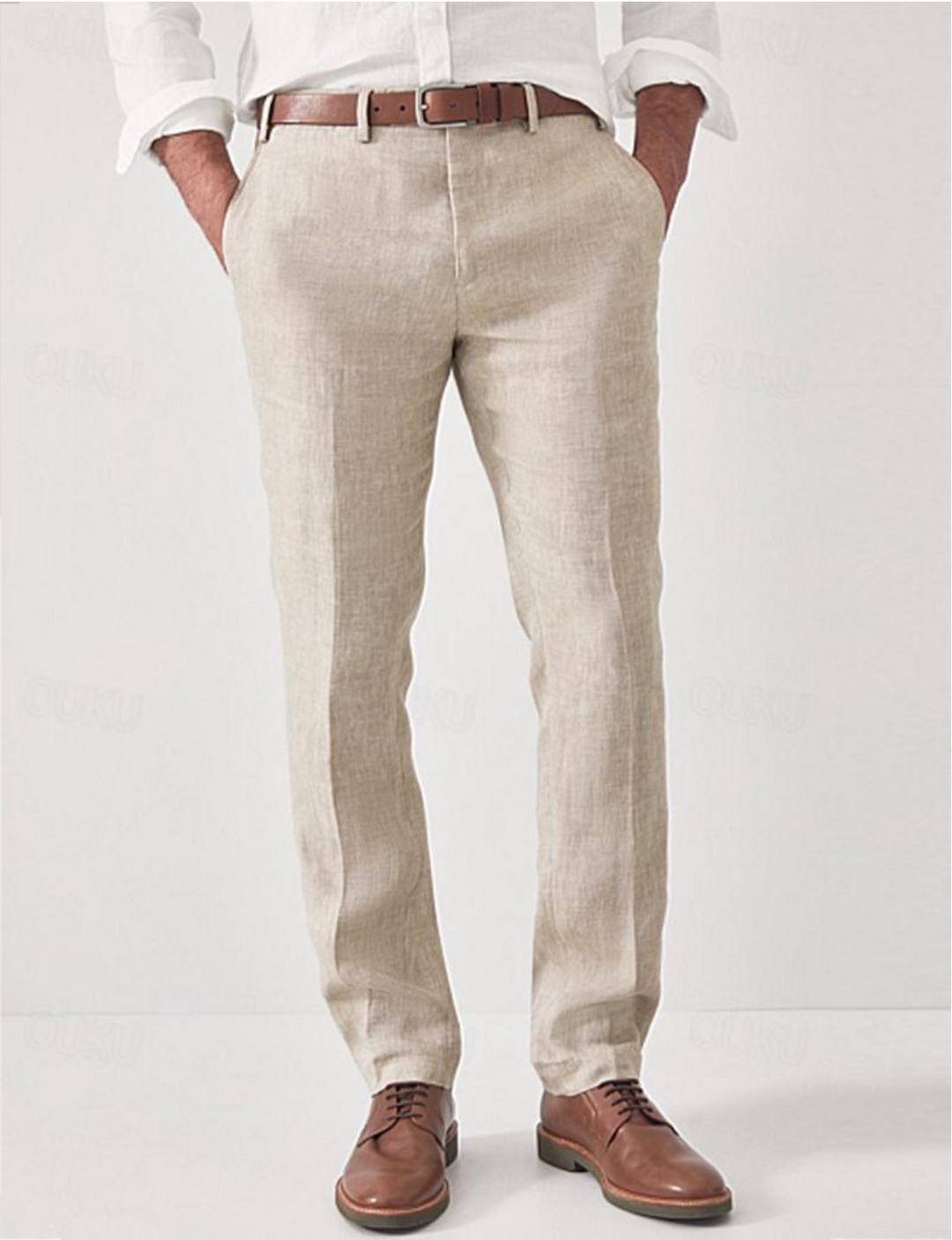 Comfortable Linen Men's Trousers – Elias-Beige-S-State of Style