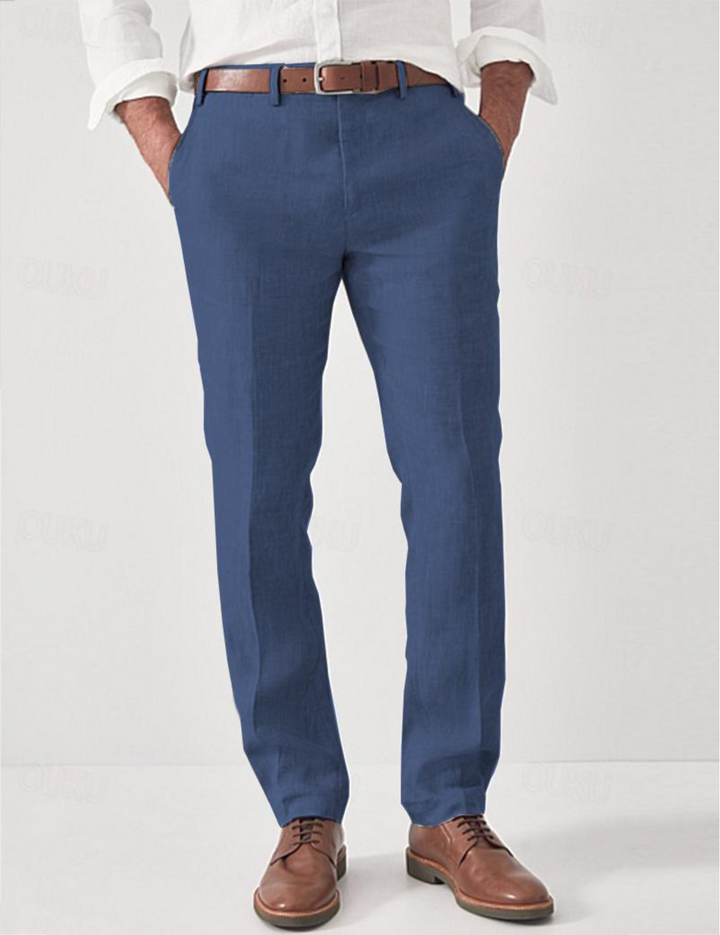 Comfortable Linen Men's Trousers – Elias-Blue-S-State of Style