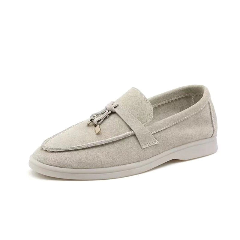 Comfortable Loafers with Lock Detail - Isabella-Beige-4.5-State of Style
