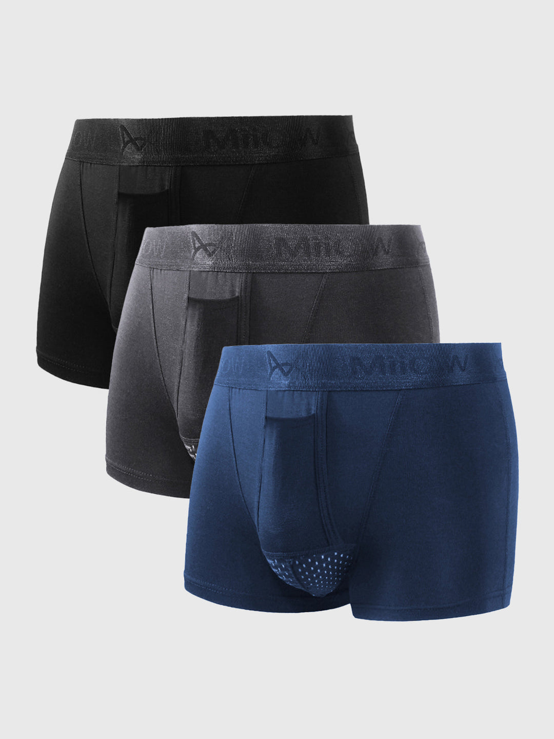 Comfortable Men's Boxer Shorts (3-Pack) - Devon-Black/Grey/Blue-L-State of Style