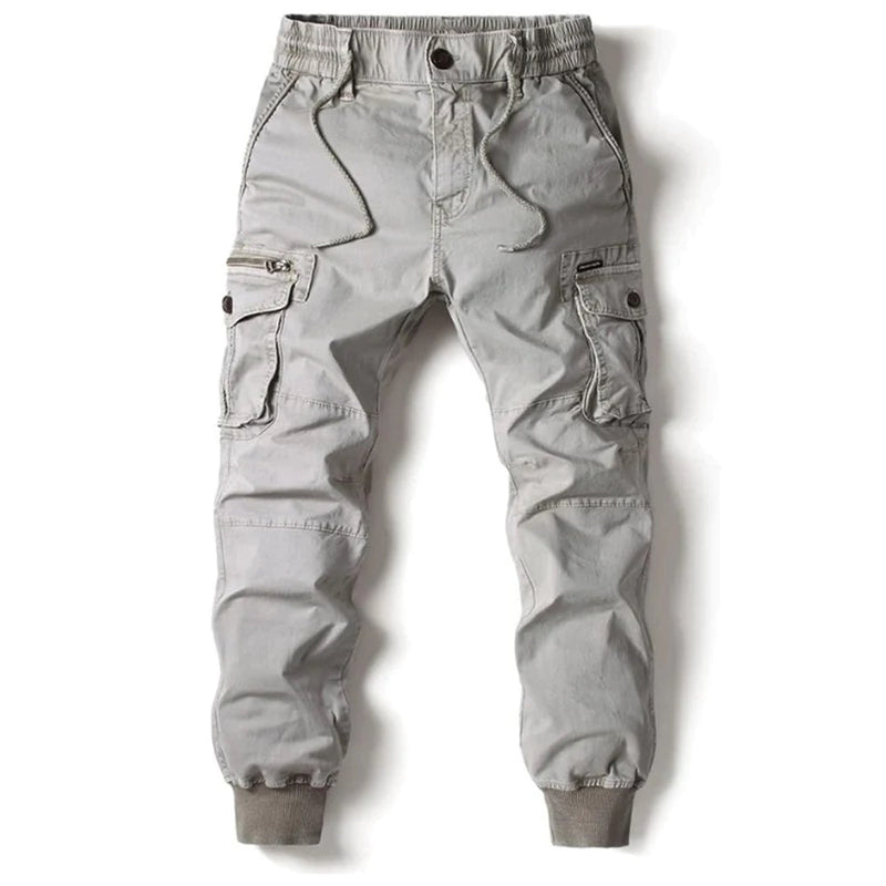 Comfortable Men's Cargo Trousers - Hunter-Light Grey-29-State of Style