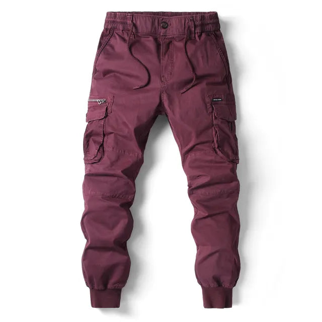 Comfortable Men's Cargo Trousers - Noah-Bordeaux Red-29-State of Style