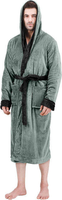 Comfortable Men's Fleece Bathrobe - Harry-Dark Grey Black-S/M-State of Style