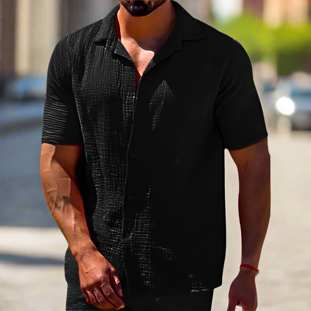 Comfortable Men's Linen Shirt – Lorenzo-Black-M-State of Style