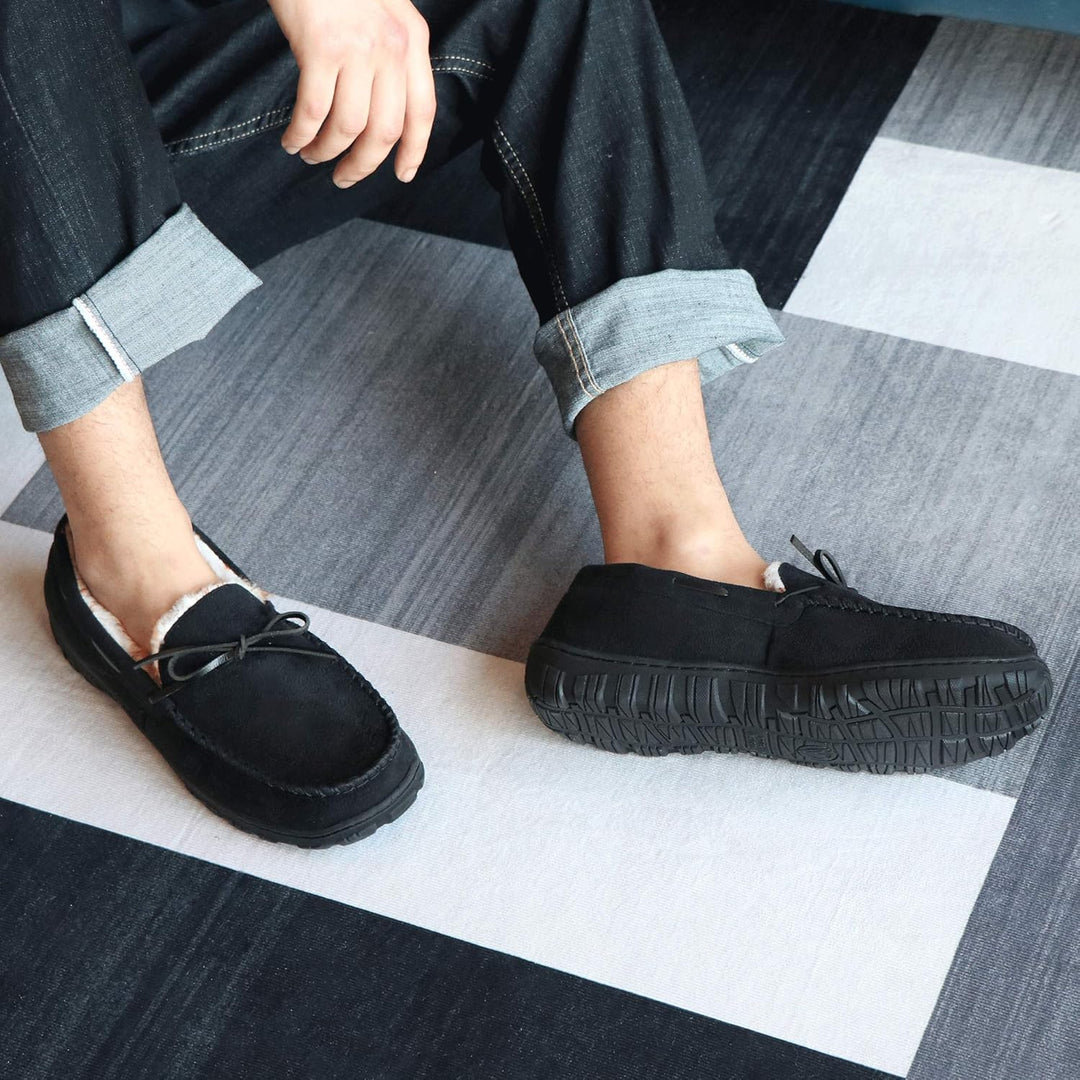Comfortable Men's Slippers - David-Black (Leather)-8.5-State of Style