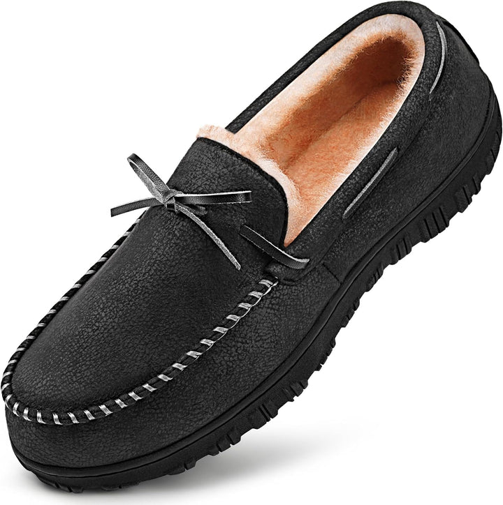 Comfortable Men's Slippers - David-Black (Leather)-8.5-State of Style