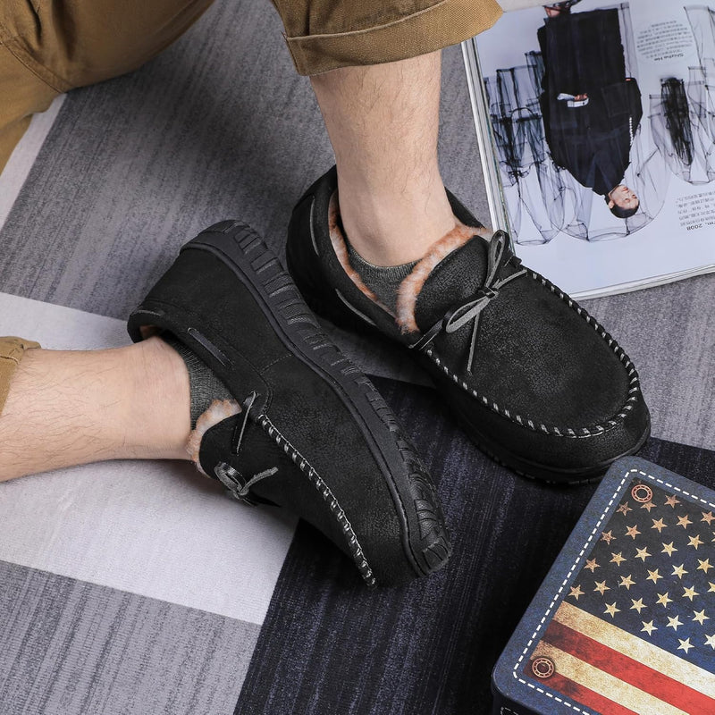 Comfortable Men's Slippers - David-Black (Leather)-8.5-State of Style