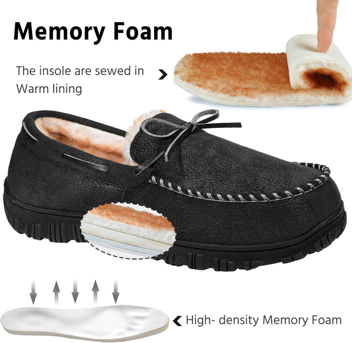 Comfortable Men's Slippers - David-Black (Leather)-8.5-State of Style
