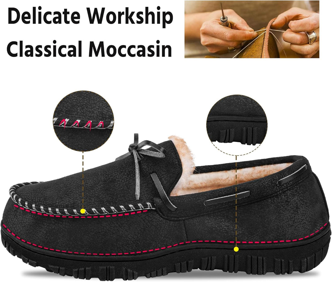 Comfortable Men's Slippers - David-Black (Leather)-8.5-State of Style
