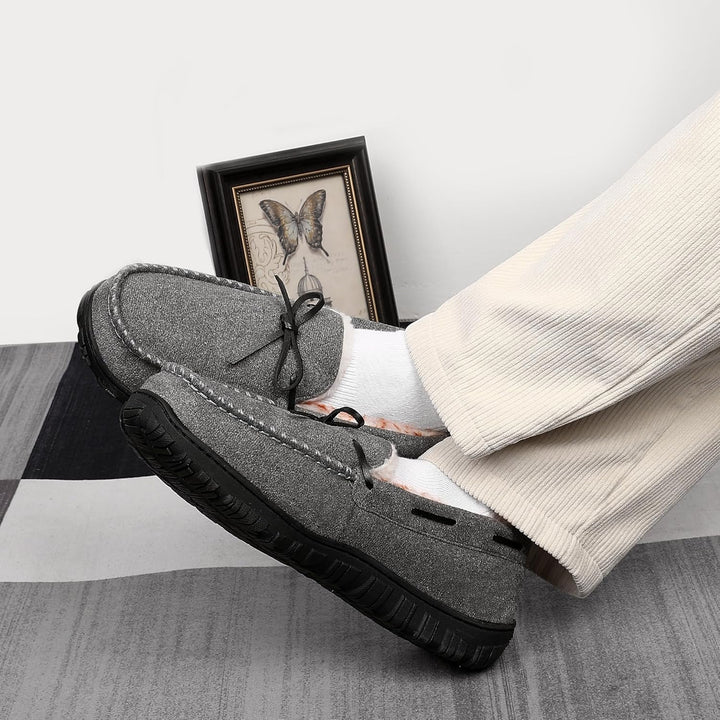 Comfortable Men's Slippers - David-Black (Leather)-8.5-State of Style