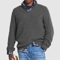Comfortable Men's Sweater with Half Zip – Milan-Grey-S-State of Style