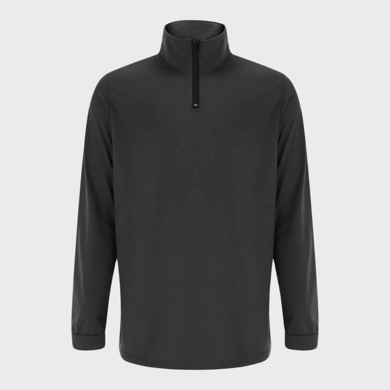 Comfortable Men's Sweater with Zip and Low Collar - Sven-Black-S-State of Style