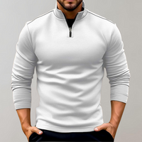 Comfortable Men's Sweater with Zip and Low Collar - Sven-White-S-State of Style