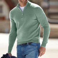 Comfortable Men's Sweater with Zip - Milo-Green-S-State of Style