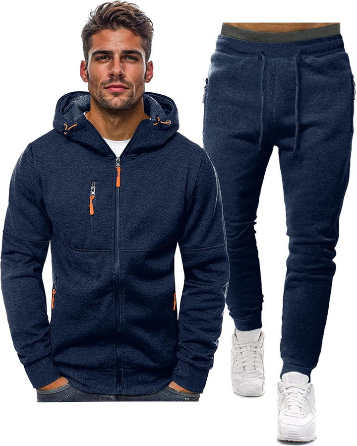 Comfortable Men's Tracksuit - Jamie-Navy Blue-S-State of Style