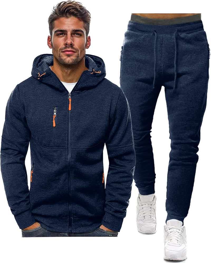 Comfortable Men's Tracksuit - Jamie-Navy Blue-S-State of Style