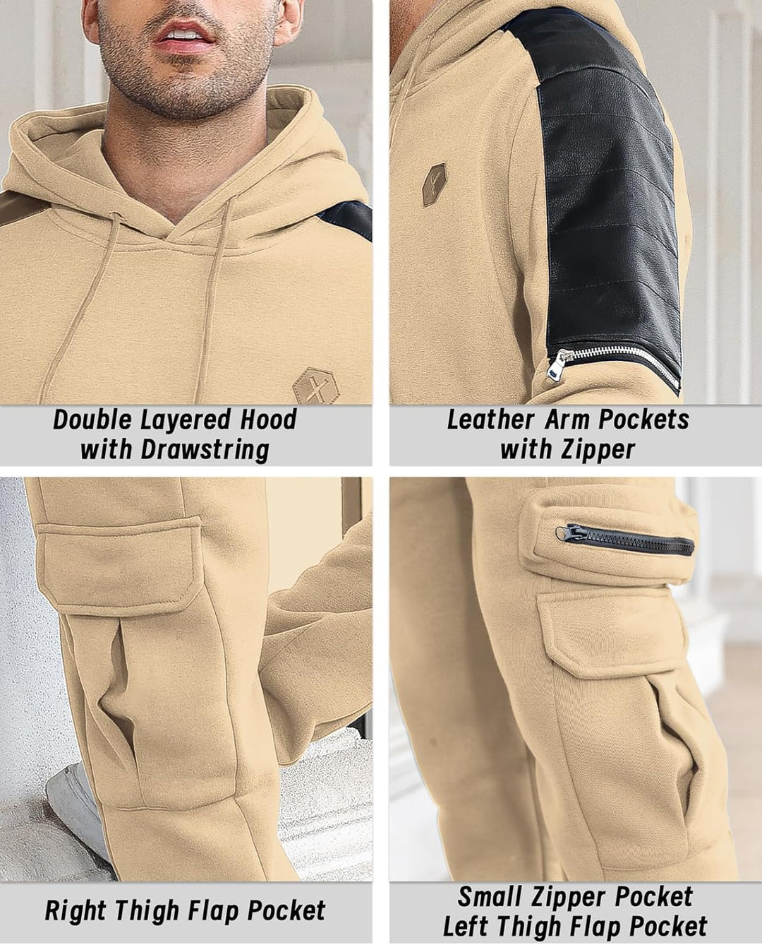 Comfortable Men's Tracksuit with Hoodie - Jason-Beige-S-State of Style