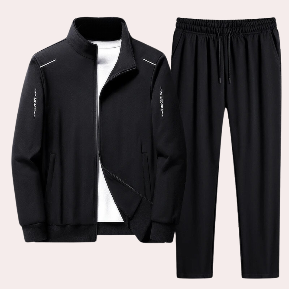 Comfortable Men's Tracksuit - Zenith-Black-M-State of Style