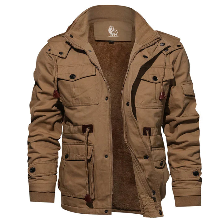 Comfortable Men's Winter Jacket - StormChaser-Khaki-M-State of Style