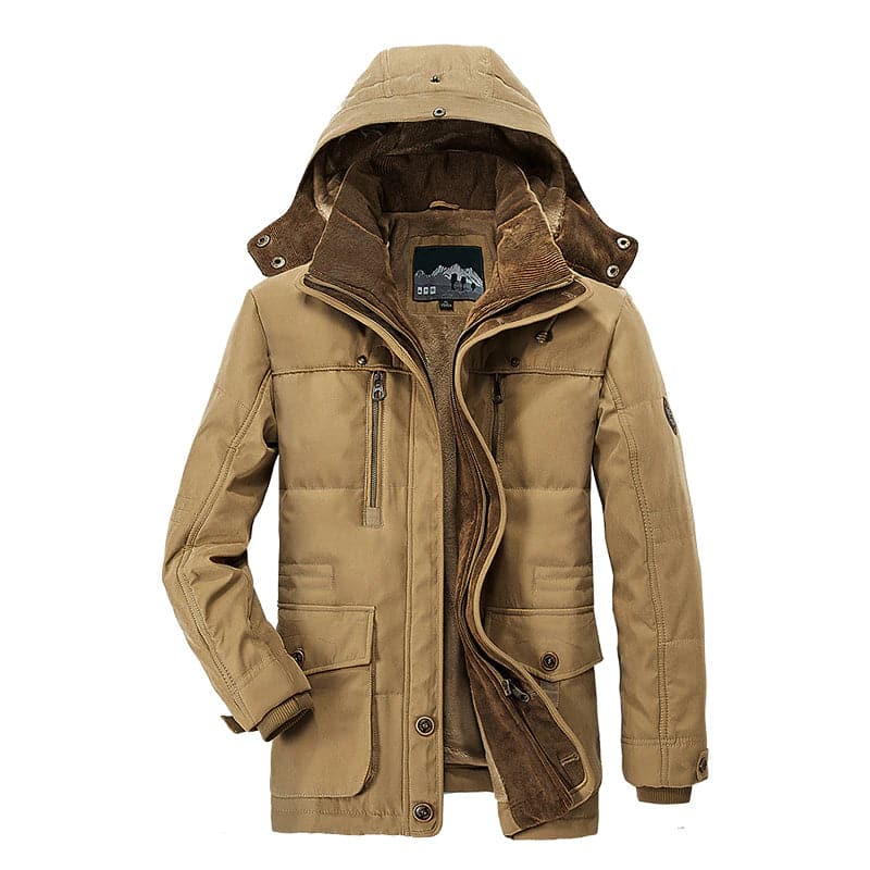 Comfortable Men's Winter Jacket with Multiple Pockets - Max-Khaki-XS-State of Style