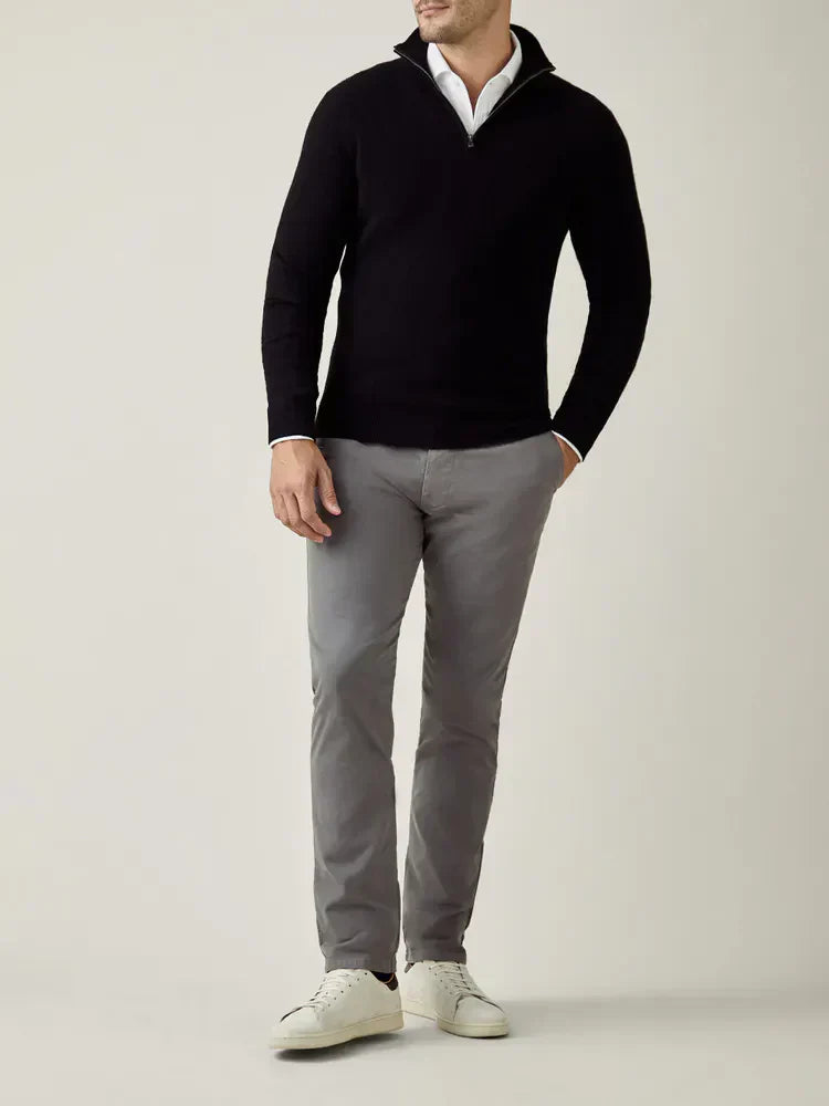 Comfortable Men's Zip-up Sweater - Lucas-Black-S-State of Style