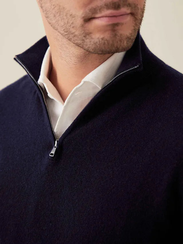 Comfortable Men's Zip-up Sweater - Lucas-Black-S-State of Style