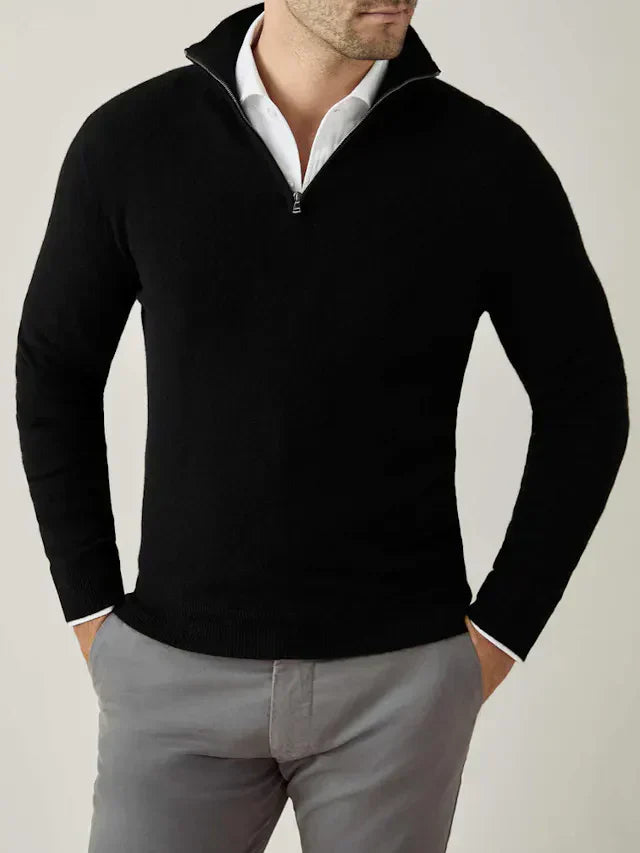 Comfortable Men's Zip-up Sweater - Lucas-Black-S-State of Style