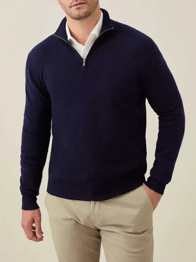 Comfortable Men's Zip-up Sweater - Lucas-Dark Blue-S-State of Style