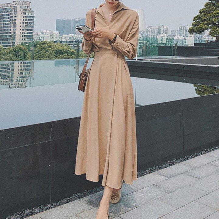 Comfortable Mini Dress For Women-Khaki-S-State of Style