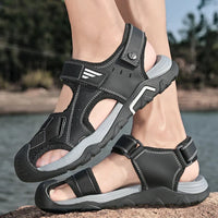 Comfortable non-slip leather sandals for men – Ideal for seniors-Black-6-State of Style