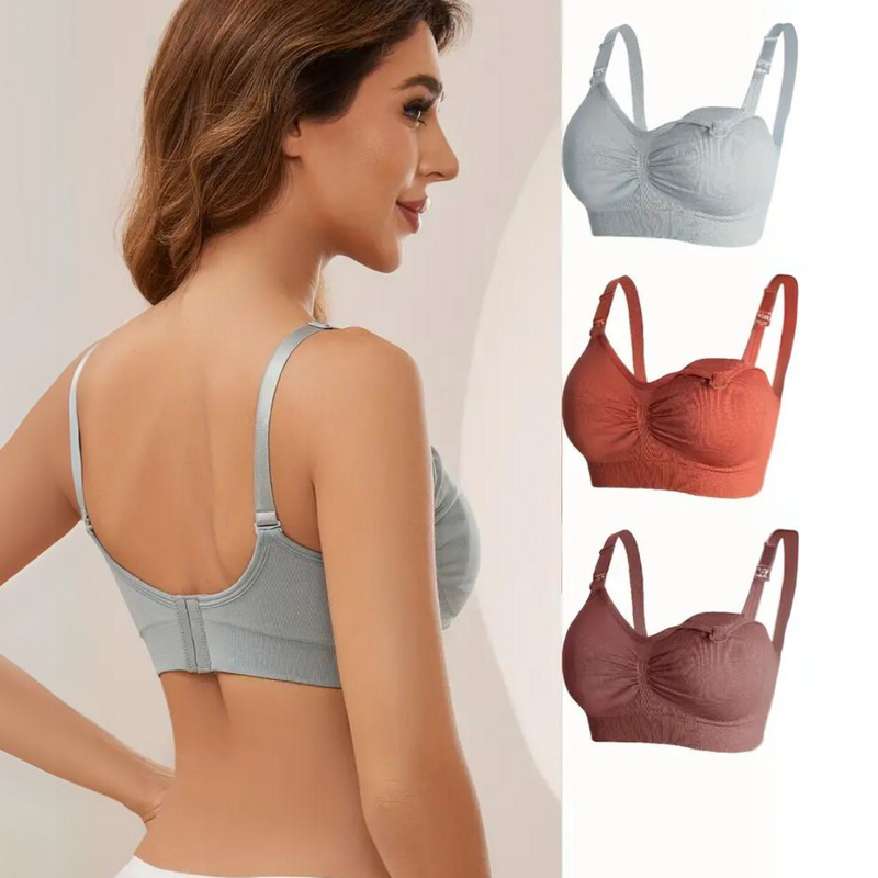Comfortable Nursing Bra (Set of 3) – MomEase-Grey Beige Black-M-State of Style