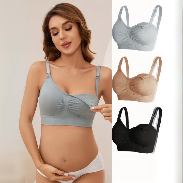Comfortable Nursing Bra (Set of 3) – MomEase-Grey Beige Black-M-State of Style