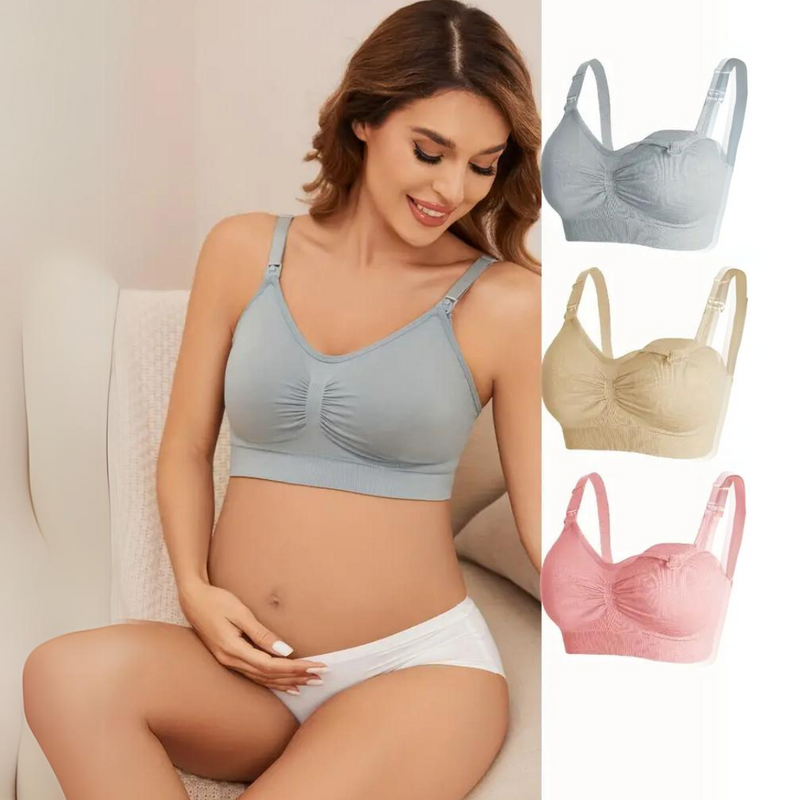 Comfortable Nursing Bra (Set of 3) – MomEase-Grey Beige Light Pink-M-State of Style