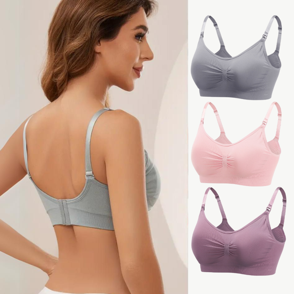Comfortable Nursing Bra (Set of 3) – MomEase-Grey Pink Purple-M-State of Style