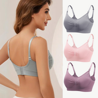 Comfortable Nursing Bra (Set of 3) – MomEase-Grey Pink Purple-M-State of Style