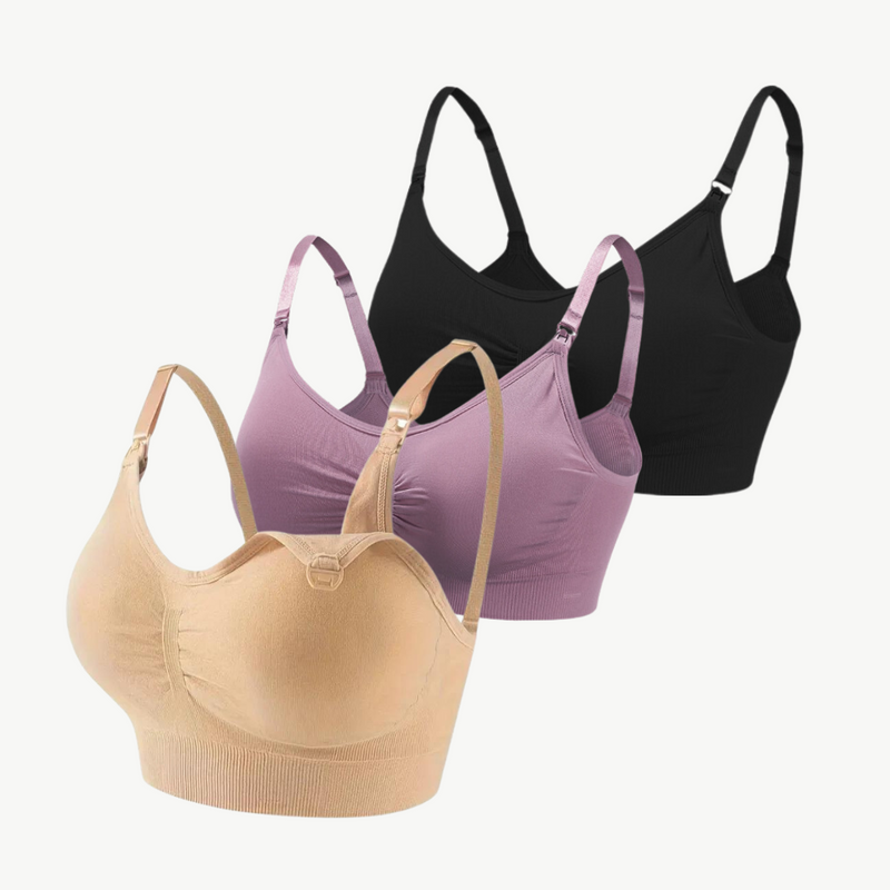 Comfortable Nursing Bra (Set of 3) – NurtureFit-Black Beige Pink-M-State of Style
