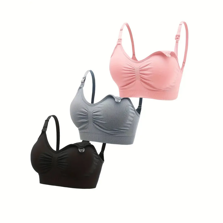 Comfortable Nursing Bra (Set of 3) – NurtureFit-Pink Grey Black-M-State of Style