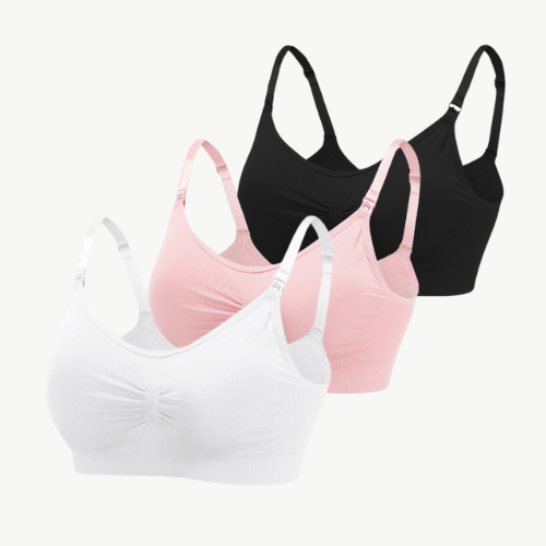Comfortable Nursing Bra (Set of 3) – NurtureFit-White Pink Black-M-State of Style