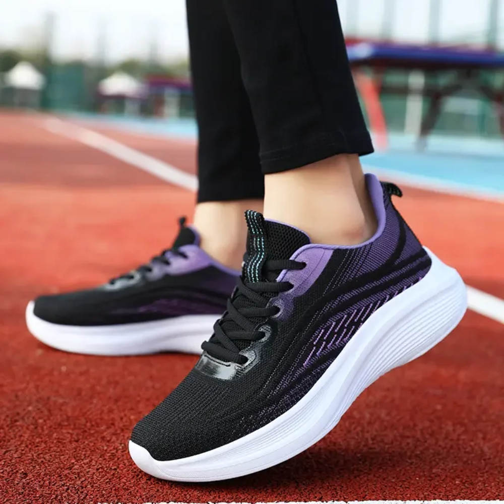 Comfortable Orthopedic Sneakers - AeroStride-4.5 (Women)-Black-Purple-State of Style