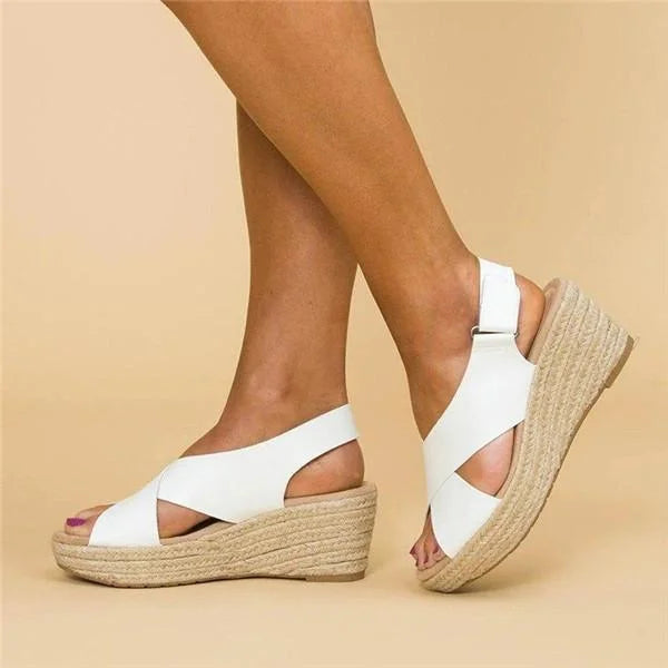 Comfortable Orthopedic Wedge Espadrilles - Clara-Black-4-State of Style