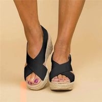 Comfortable Orthopedic Wedge Espadrilles - Clara-Black-4-State of Style